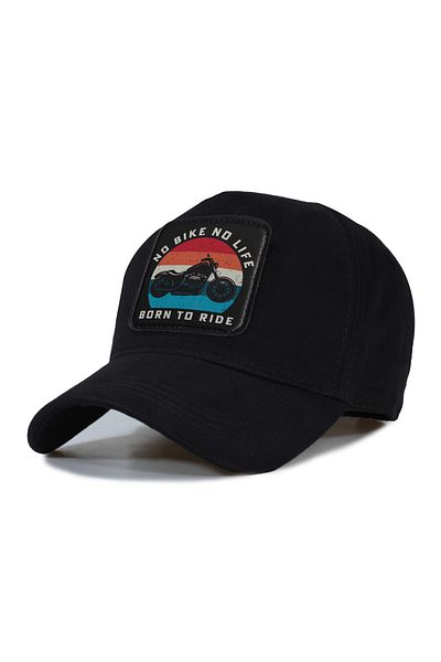 Trucker No Bike No Life Model Hat - Replaceable Leather Patch - Cotton - Unisex - Black