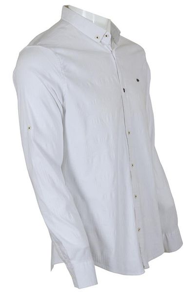 Modarar Cămașă albă pentru bărbați, slim fit, cu mânecă lungă Rar00924