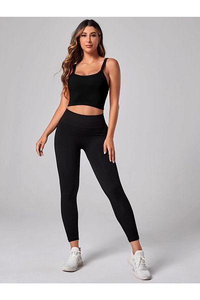 Fancy&Dancy Women's Black Camisole Fabric Strap Crop
