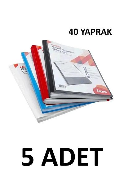 Noki 5 Assorted Color 40 Sheets Pocket Presentation Binder
