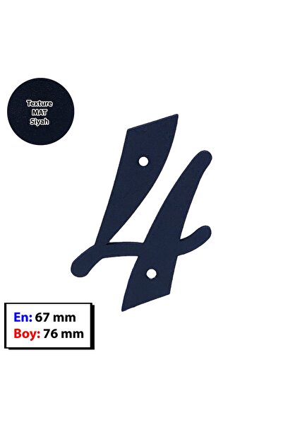 Decorative Matte Black Wrought Iron Door Number 4 No - Building Apartment Shutter Garden Screw Door Number