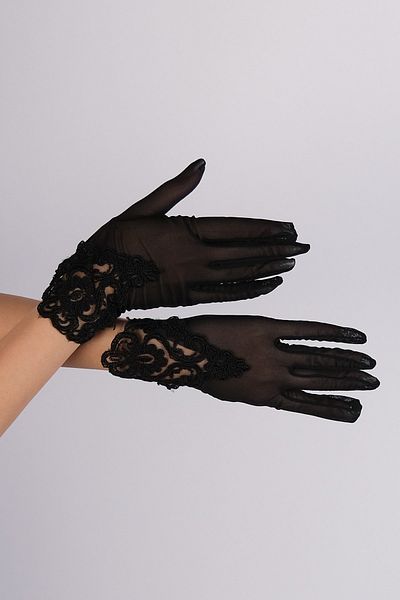 Hayalperest boncuk Black Lace Short Bridal Gloves Bridal Gloves for Special Day and Invitations