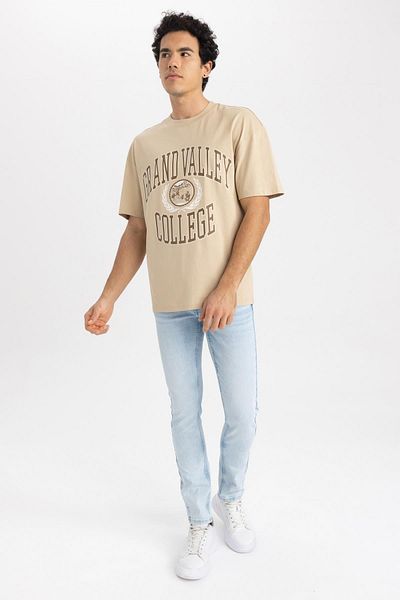 DeFacto Crew Neck Printed 100% Cotton Comfort Fit T-Shirt A2635ax23sm