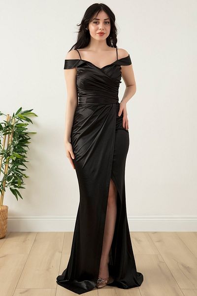 PULLIMM Rochie de seara din satin cu bretele plisate 39459