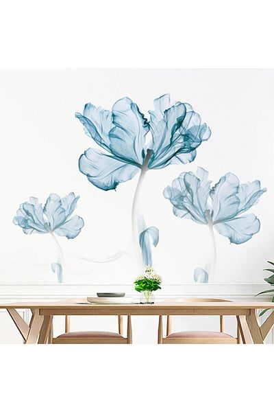 Sim Tasarım Blue Flower Soft Color Wall Sticker