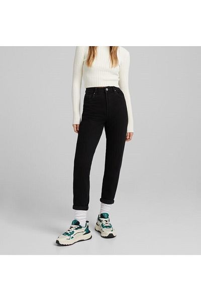 LİMABEL Colorfast Black Mom Jeans Lycra High Waist Black Mom Jeans Extra Comfortable