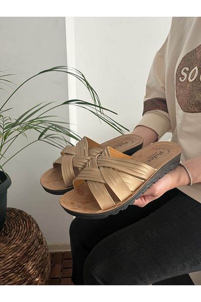 Behtah Kundura Women's Summer Home Street Garden Balcony Beach Outdoor Slippers with Cross Cuts
