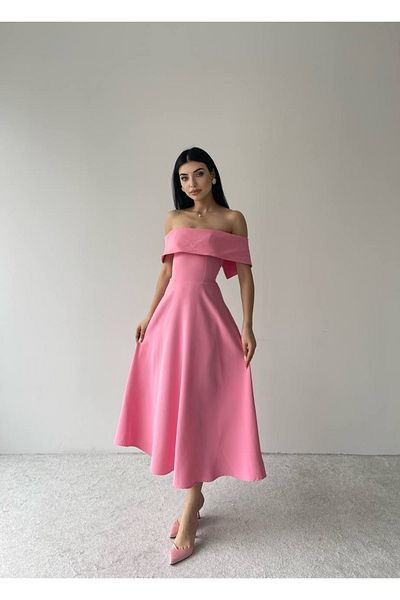 conconmoda Madanno Collar Midi Length Atlas Dress