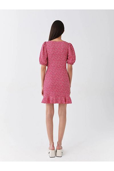 LC Waikiki Γυναικείο φόρεμα Lcw Casual τετράγωνο γιακά με σχέδιο με μπαλόνι μανίκι