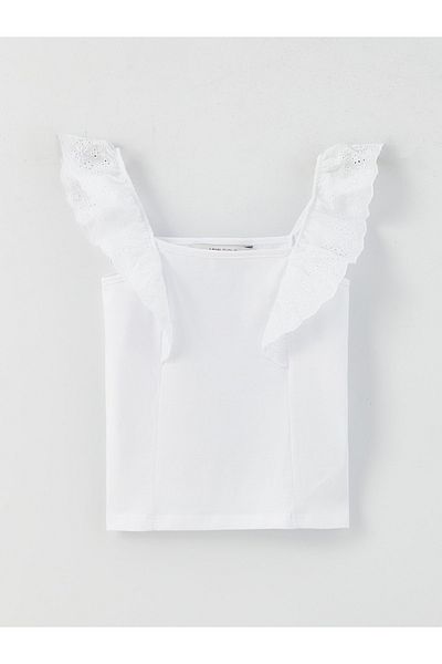 LC Waikiki Square Collar Scallop Detailed Girl's Crop Tank Top