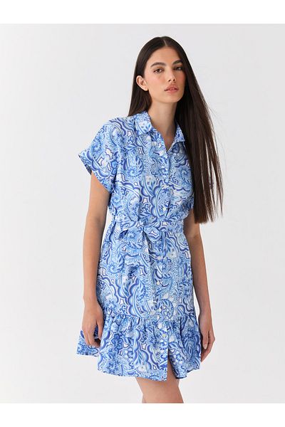 LC Waikiki Floral κοντομάνικο γυναικείο πουκάμισο φόρεμα