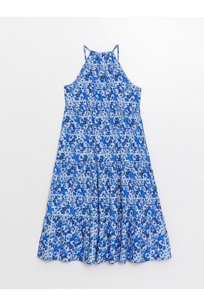 LC Waikiki Halter nyakkivágású, virágos, nagyméretű női ruha