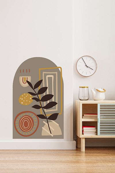 Sim Tasarım Boho 08 - Bohemian Leaf Abstract Shapes Decorative Wall Sticker