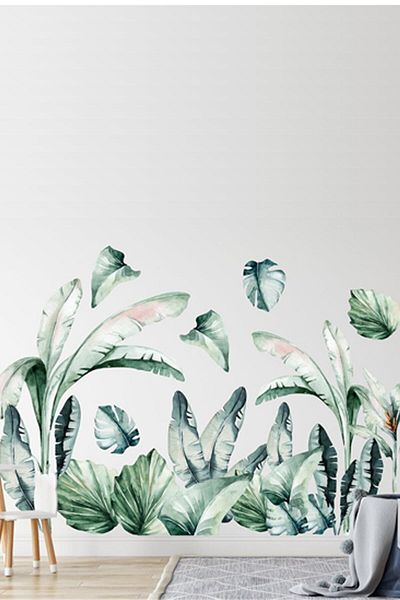 Sim Tasarım Large Size Tropical Leaves Wall Sticker Set
