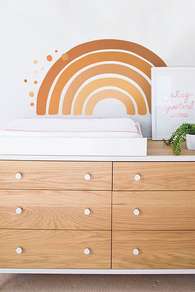 Sim Tasarım Boho Brown-Toned Rainbow Kids Room Wall Sticker Set