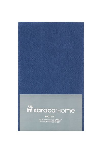 Karaca Home Motto Combed Cotton Single Fitted Sheet 100x200+30 Cm Indigo