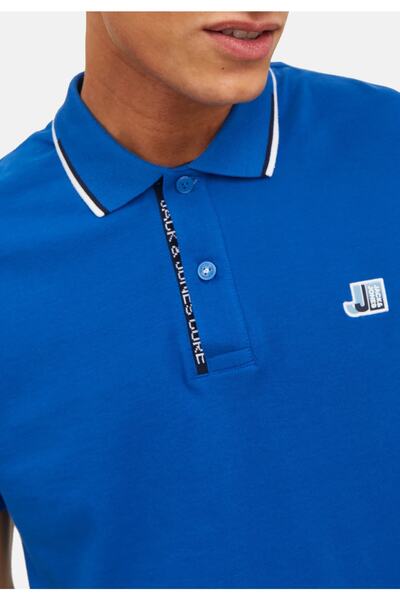 Jack & Jones Poloshirt LOGAN Polo Kurzarmshirt, Kontraststreifen und Logo-Details