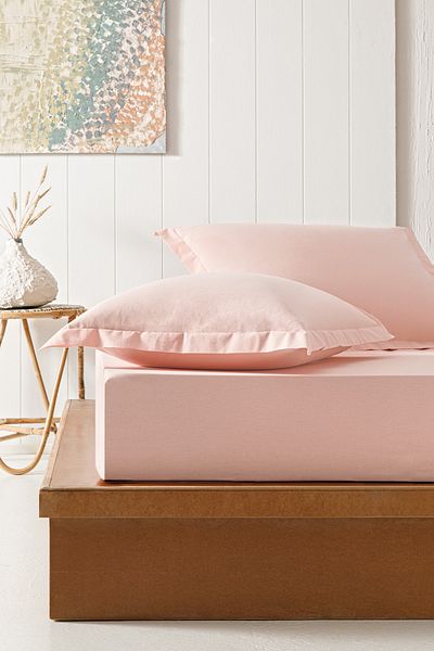 Puffy Naturalis Ranforce Double Fitted Sheet - Blush