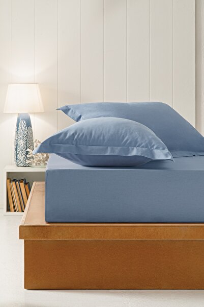 Puffy Σετ μαξιλαροθήκης 2 τεμαχίων Indigo Volanlı και Ranforce Washable