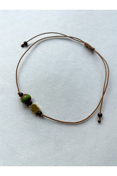 Atölye Merdiven Lucky Elephant Anklet Ceramic Detailed Unisex Women's Anklet