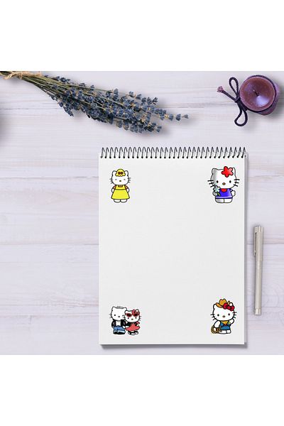 Ororabutik Hello Kitty Σετ με 46 χαριτωμένα αυτοκόλλητα - Σετ αυτοκόλλητων Scrapbook Bullet Journal