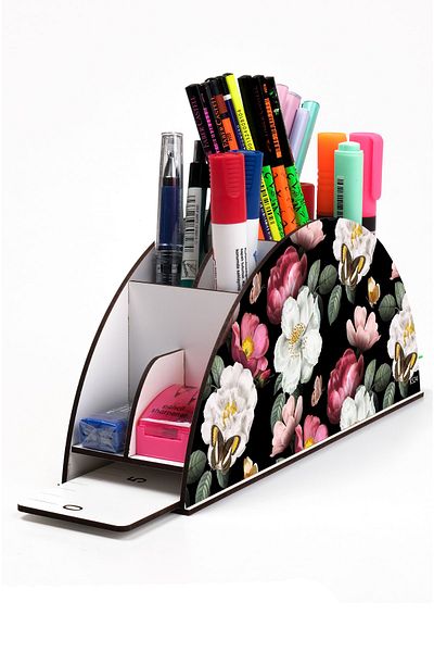 kutuTR Wooden Vip Fruit And Plant Model Desktop Organizer With Rainbow Ruler