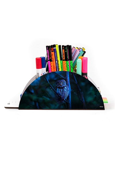 kutuTR Wooden Vip Animalss Model Rainbow Ruled Desktop Pen Holder Organizer Assembled Boxed