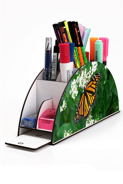 kutuTR Wooden Vip Animalss Model Ruled Desktop Pen Holder Organizer with Assembled Box
