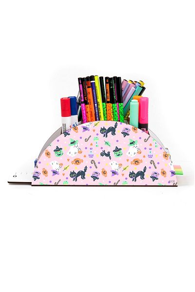 kutuTR Wooden Vip Cute Animal Model Rainbow Ruled Desktop Pen Holder Organizer Assembled Boxed