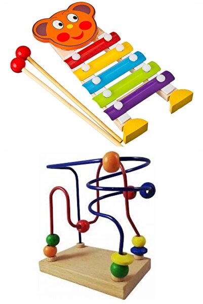 AyasEğiticiOyuncak Ahşap Boncuklu Labirent MİNİ BOY Helezon Oyuncak Ve 5 Nota...