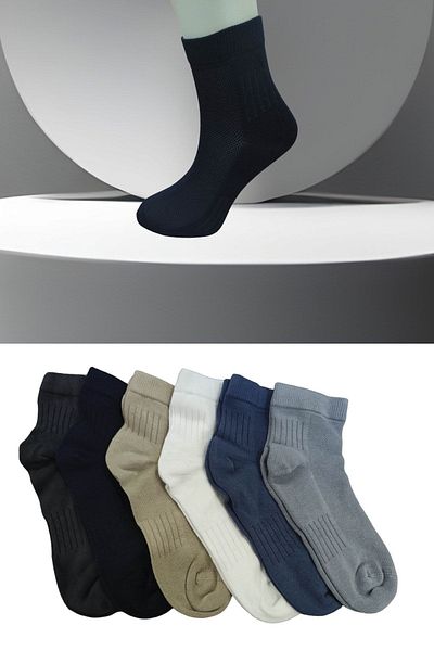 Leement socks Ανδρικές μεσαίες κάλτσες από μπαμπού χωρίς ραφές 6 ζευγαριών
