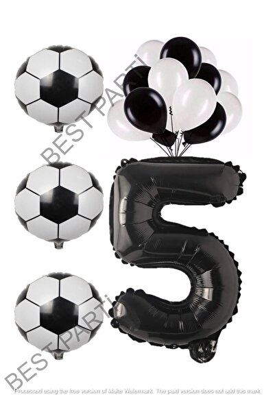 BEST PARTİ DOĞUM GÜNÜ PARTİ SÜSLERİ Black White Football Ball Foil And Latex ...