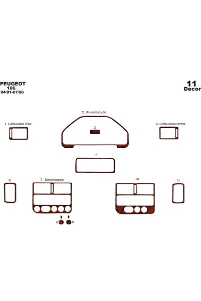 meriç cockpit design ميريك® قطع غيار بيجو 106 بيجو 106 الأمامية المرصعة بالطو...