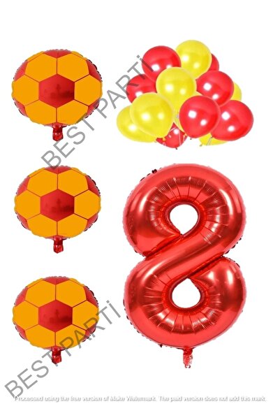 BEST PARTİ DOĞUM GÜNÜ PARTİ SÜSLERİ Yellow Red Football Ball Foil And Latex B...