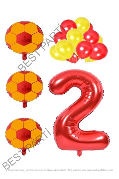 BEST PARTİ DOĞUM GÜNÜ PARTİ SÜSLERİ Yellow Red Football Ball Foil And Latex B...