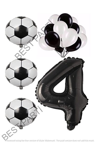 BEST PARTİ DOĞUM GÜNÜ PARTİ SÜSLERİ Black White Football Ball Foil And Latex ...