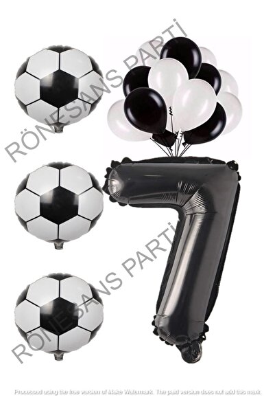 Generic Brand Black White Football Ball Foil And Latex Balloon Number Set Age 7