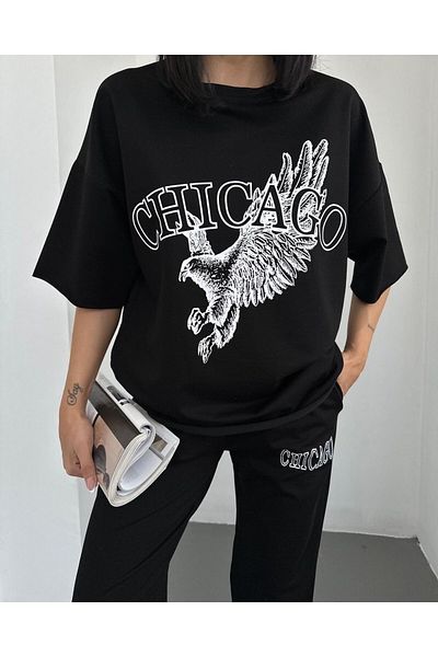 Machetta Καλοκαιρινό κοστούμι μεγάλου μεγέθους Eagle printed γράμματα τσέπης Oversize στο κάτω μέρος