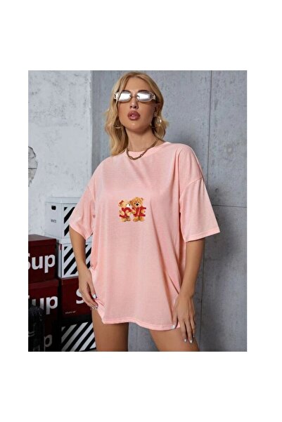 blausee wear Μπλουζάκι Love Bear με τύπωμα Design oversized Μπλουζάκι με φαρδιά εφαρμογή