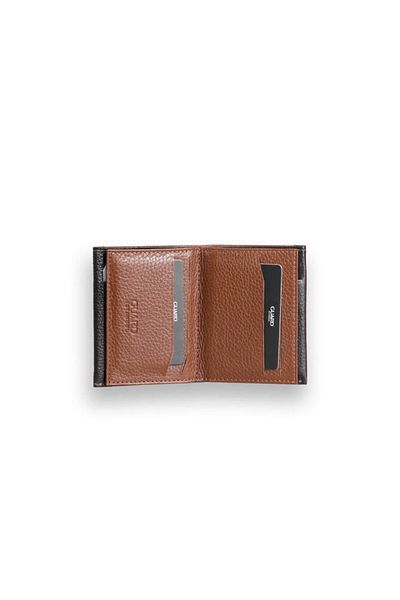 GUARD Genuine Leather Tan Card Holder - Double Color Compartments, Brown