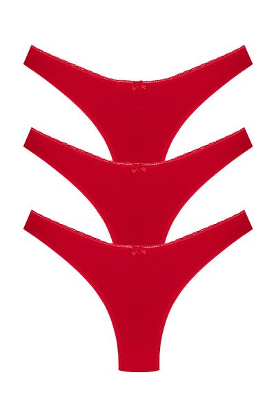 HNX 3-Piece Cotton High Waist Brazilian Cut Women's Panties