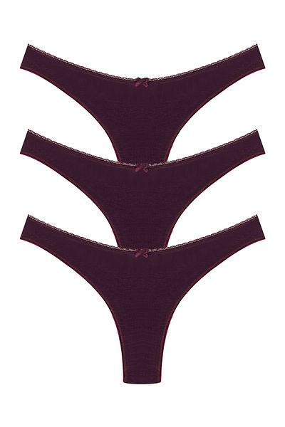 HNX 3-Piece Cotton High Waist Brazilian Cut Women's Panties