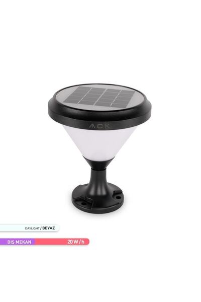ACK Solar Led Bahçe Armatürü Opak Cam 6500k Set Üstü Ve Kazıklı Güneş Enerjili Bahçe Aydınlatması