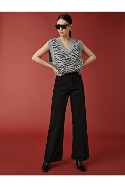 DRC trend Rammus Black Lycra Wide Leg Loose Jeans High Waist Wide Leg Jeans