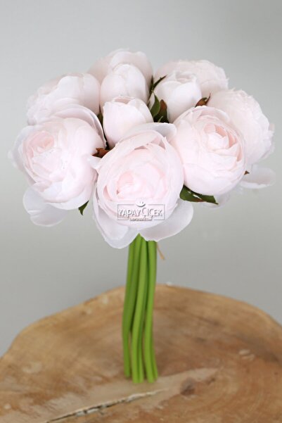 Yapay Çiçek Deposu 9lu Kaliteli Şakayık Gül Buketi Uçuk Pembe