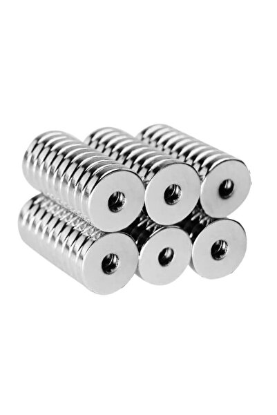 Hdg 50 Adet Yuvarlak Delikli Neodyum Mıknatıs Magnet Yuvarlak Güçlü D 15x3x5 Mm