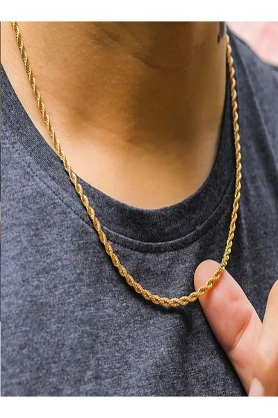axexuar 316l Steel Twirl - Chain and Gold Yellow Stainless Necklace