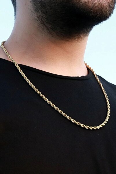 axexuar 316l Steel Twirl - Chain and Gold Yellow Stainless Necklace