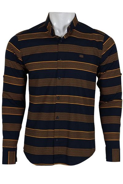 Modarar Ανδρικό πουκάμισο Slim Fit Lycra Rar00660 Navy Blue