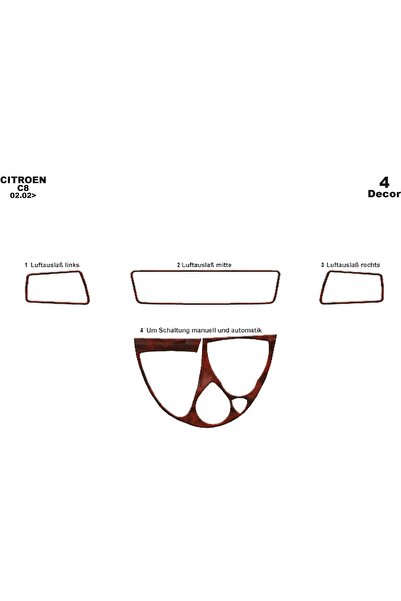 meriç cockpit design ميريتش ®   بيجو 807 تنجيد توريد امامي ماهوجني 4 قطع 2002...